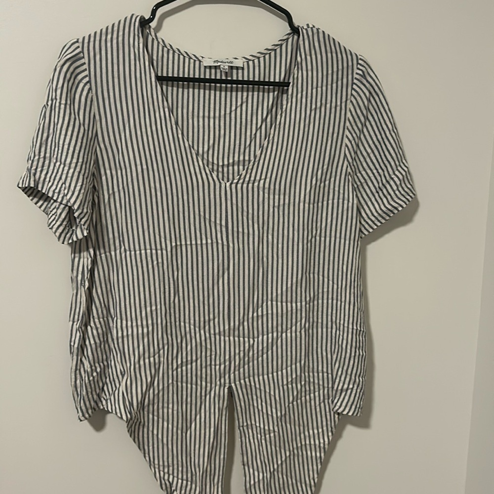 Madewell Tie Front Blouse Coastal Grandma Cottagecore Lightweight Size Small